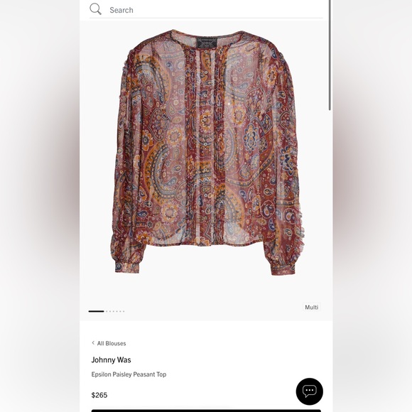 Jade by Johnny Was epsilon georgette paisley blouse with ruffled sleeves BNWT L - Picture 3 of 11